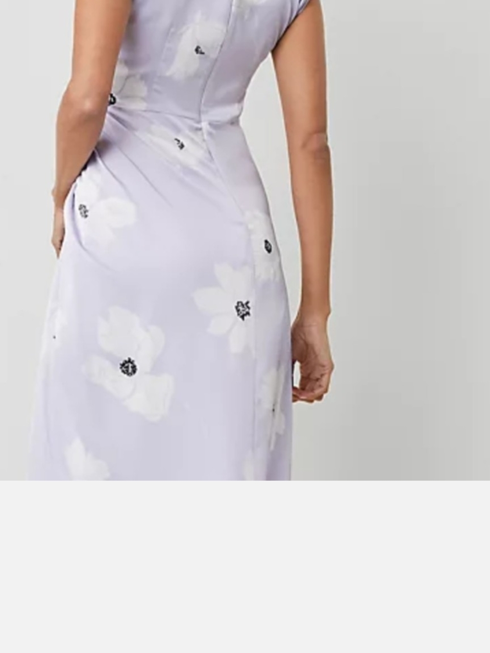 Ann Taylor Lavender Floral Ruched Midi Dress Size 4 Sleeveless Satin Look - Picture 3 of 6